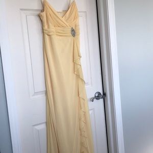 Long light yellow Windsor gown